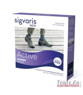 Chaussettes de contention Homme Active Loisirs Bambou par Sigvaris - Packaging