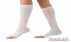 Chaussettes anti-thrombose AT2 par Sigvaris - Pied ouvert - Coloris Blanc