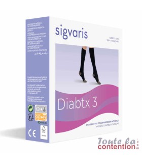Chaussettes de contention Femme diabétique Diabtx3 Classe 3 par Sigvaris - Packaging