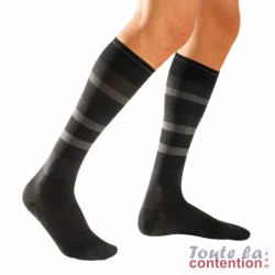 Chaussettes de contention Homme Styles Motifs Rayures classe 2 par Sigvaris - Coloris Ardoise