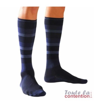 Chaussettes de contention Homme Styles Motifs Rayures classe 2 par Sigvaris - Coloris Cobalt