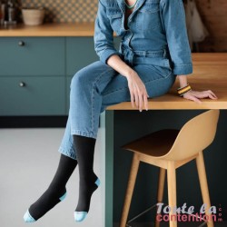Chaussettes de contention Femme Styles Colors classe 2 par Sigvaris - Coloris Noir / Turquoise - Porté