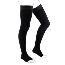 Bas de contention Venoflex City Confort Coton Classe 3 par Thuasne - Coloris Noir - Pieds fermés - Vue de profil