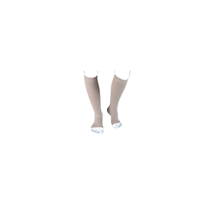Chaussettes de contention Homme Venoflex Élégance Classe 3 par Thuasne - Coloris Beige sable en pieds ouverts