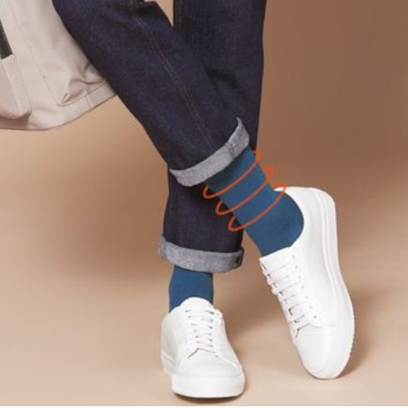 Chaussettes de contention Homme Styl'Coton Fine Jarfix Classe 2 par Radiante - Coloris Bleu Denim Chaussettes de contention Homme Styl'Coton Fine Jarfix Classe 2 par Radiante - Coloris Bleu Denim