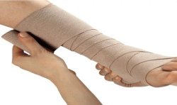 Bande de compression médicale Rosidal K par Lohmann & Rauscher - Application