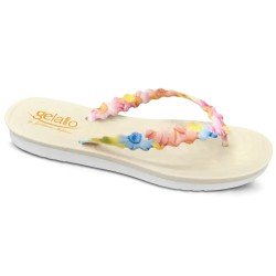 Tong Gelato Arcobaleno Femme par Podowell - Vue de côté - Coloris Panarea Panna