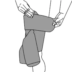 Mise en place de dispositif de compression Juzo Compression Wrap pour la cuisse - Etape 2