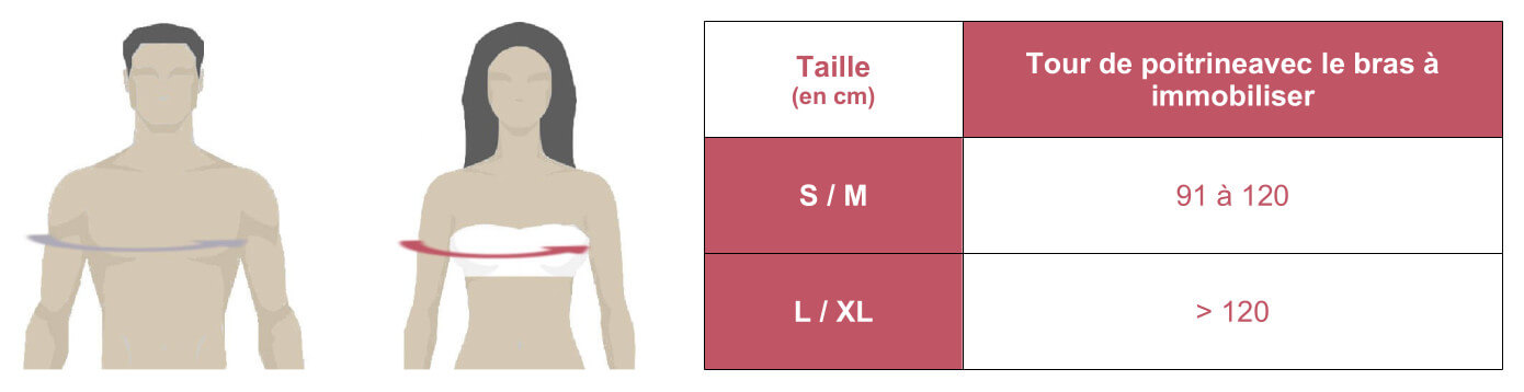 Grille des tailles d'écharpe pour épaule UmeruSupport de Mobilis